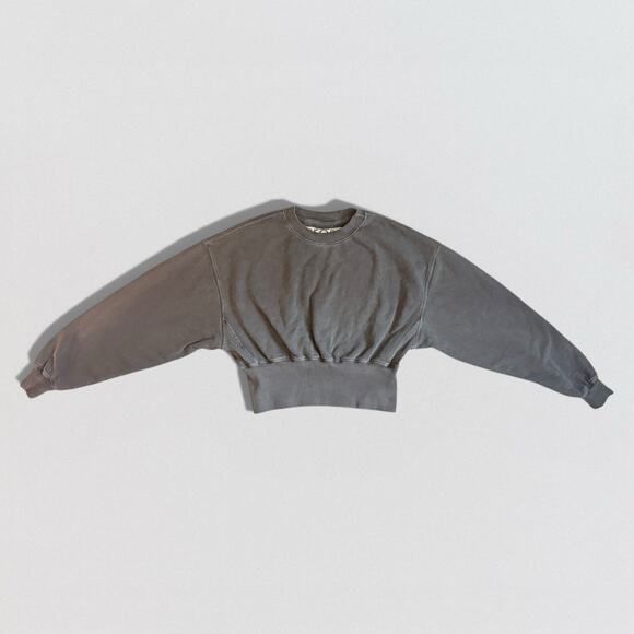 People of Leisure Organic Cotton Cropped Sweatshirt M Gray Cinched Sustainable - Picture 3 of 8